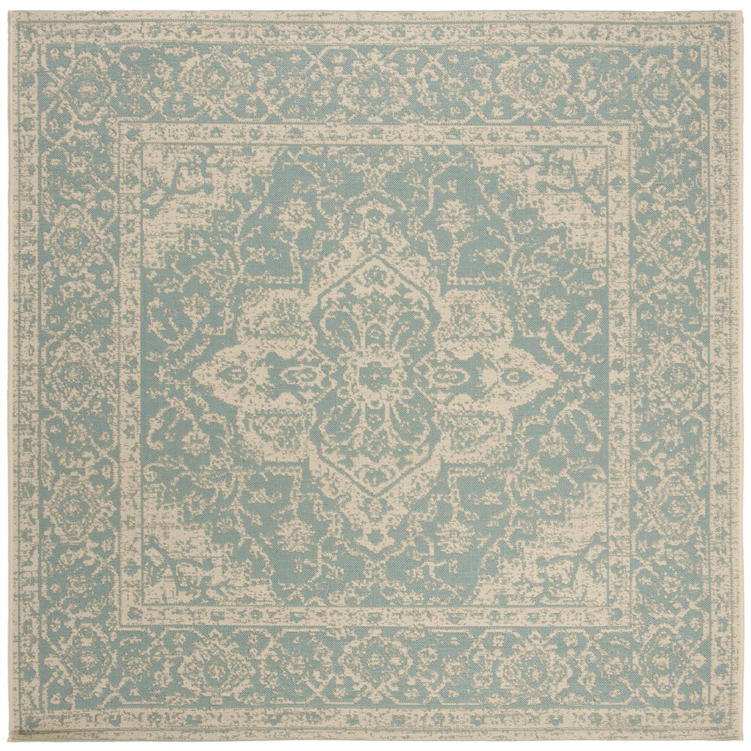 SAFAVIEH Outdoor LND137K Linden Collection Aqua / Cream Rug Image 1