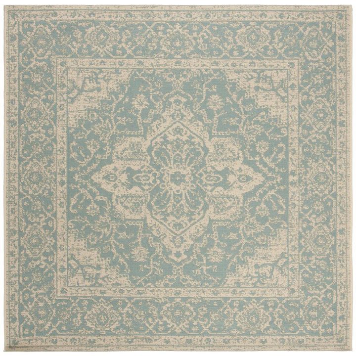 SAFAVIEH Outdoor LND137K Linden Collection Aqua / Cream Rug Image 1