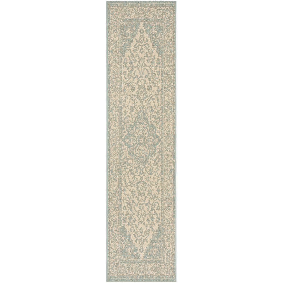 SAFAVIEH Outdoor LND137L Linden Collection Cream / Aqua Rug Image 6