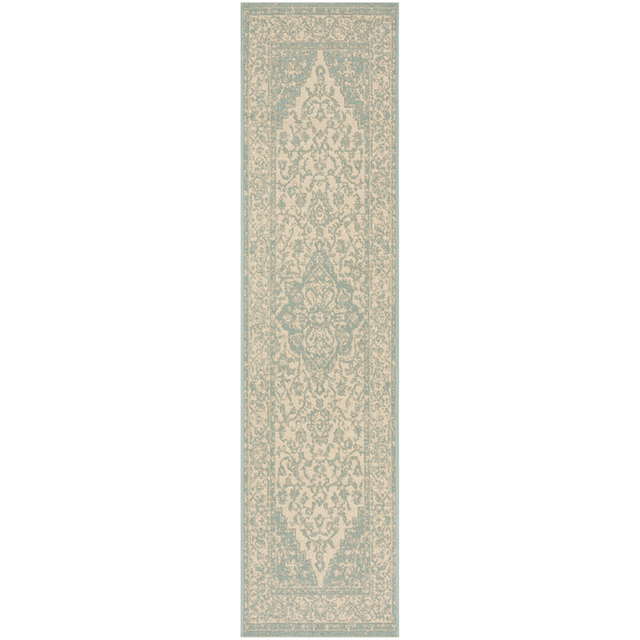 SAFAVIEH Outdoor LND137L Linden Collection Cream / Aqua Rug Image 6