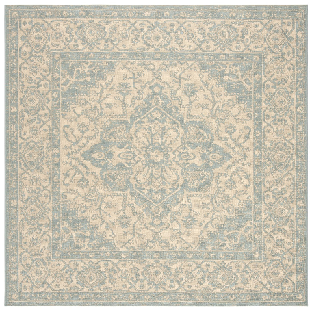 SAFAVIEH Outdoor LND137L Linden Collection Cream / Aqua Rug Image 1