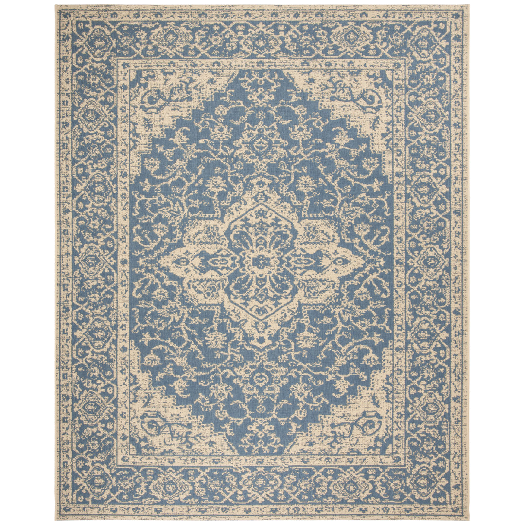 SAFAVIEH Outdoor LND137M Linden Collection Blue / Creme Rug Image 4