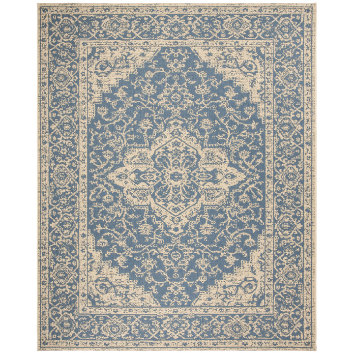 SAFAVIEH Outdoor LND137M Linden Collection Blue / Creme Rug Image 4