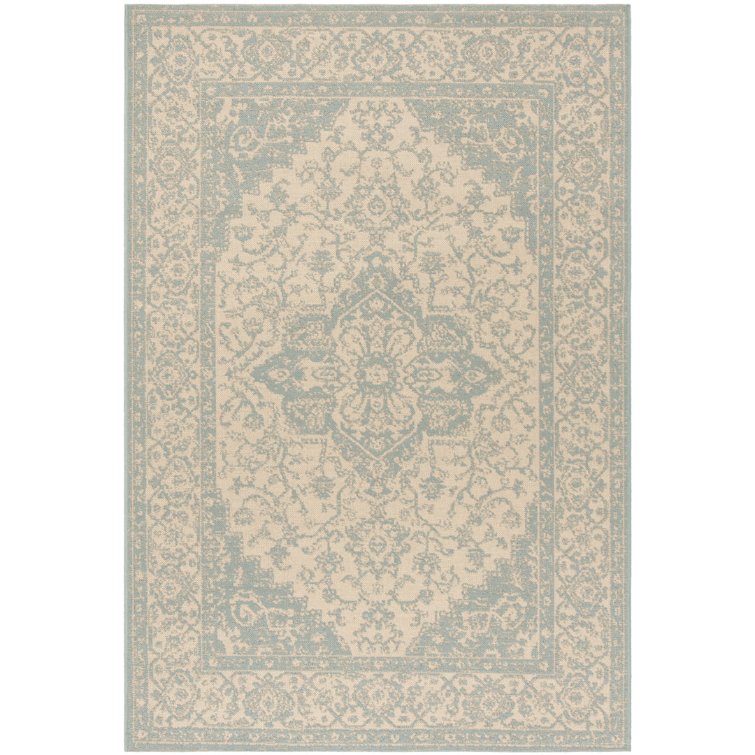 SAFAVIEH Outdoor LND137L Linden Collection Cream / Aqua Rug Image 1