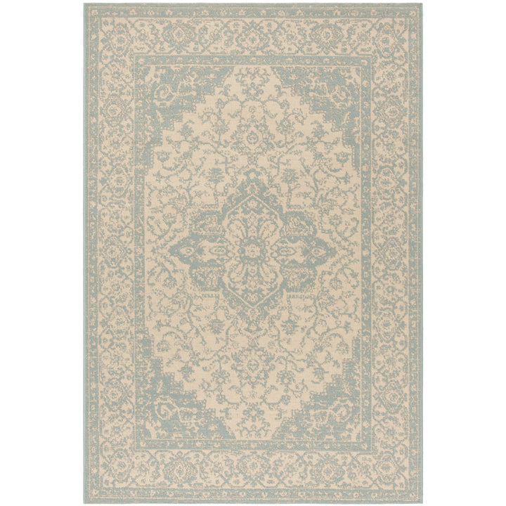 SAFAVIEH Outdoor LND137L Linden Collection Cream / Aqua Rug Image 1