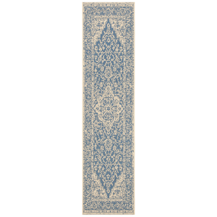 SAFAVIEH Outdoor LND137M Linden Collection Blue / Creme Rug Image 6