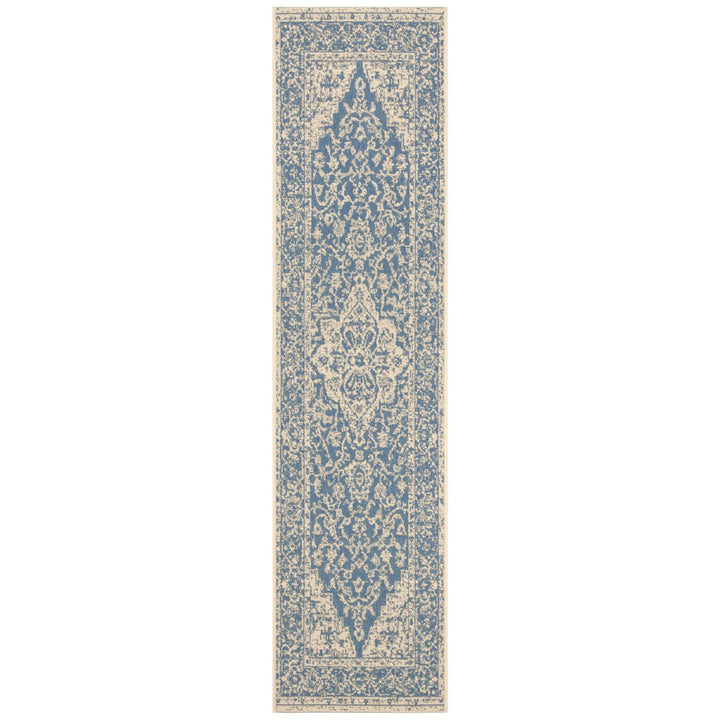 SAFAVIEH Outdoor LND137M Linden Collection Blue / Creme Rug Image 1