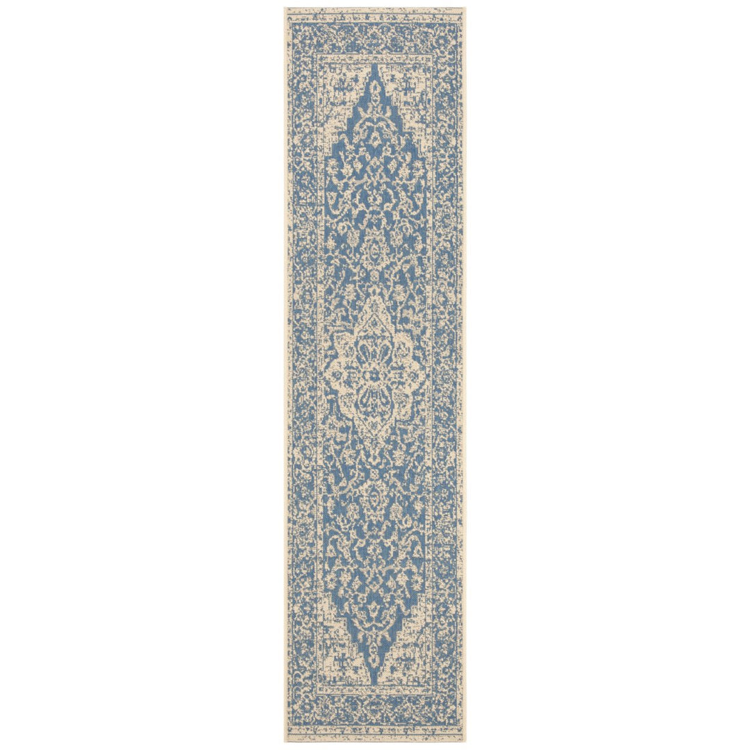 SAFAVIEH Outdoor LND137M Linden Collection Blue / Creme Rug Image 1