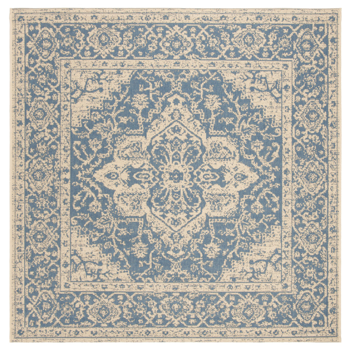 SAFAVIEH Outdoor LND137M Linden Collection Blue / Creme Rug Image 7