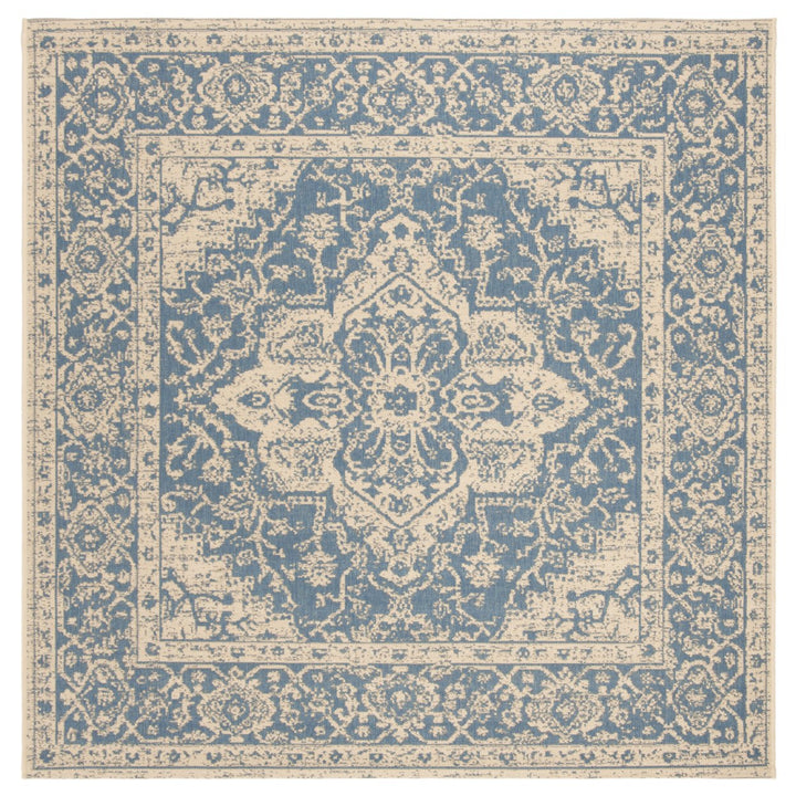 SAFAVIEH Outdoor LND137M Linden Collection Blue / Creme Rug Image 1