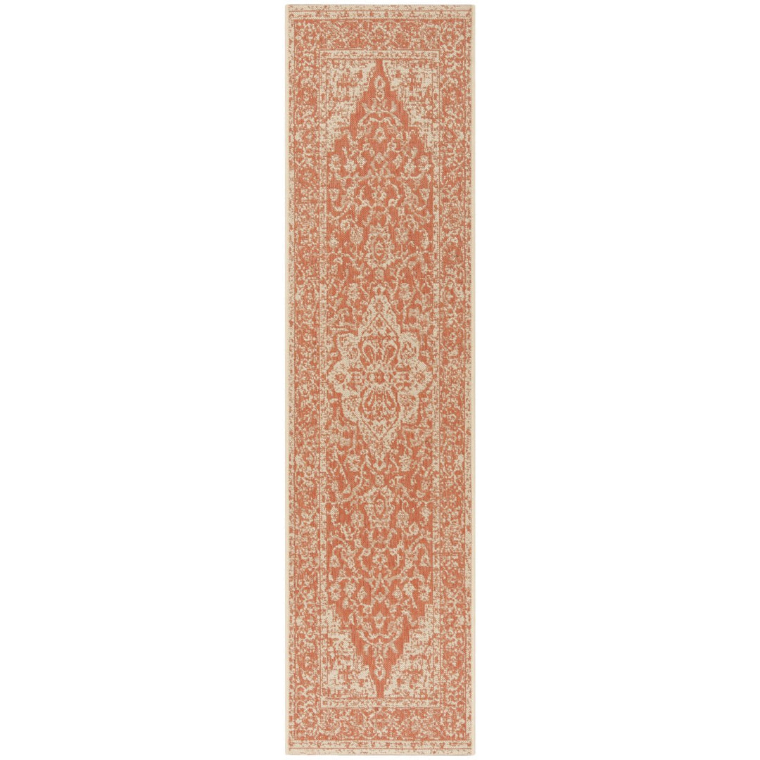 SAFAVIEH Outdoor LND137P Linden Collection Rust / Creme Rug Image 1