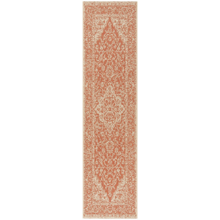 SAFAVIEH Outdoor LND137P Linden Collection Rust / Creme Rug Image 1