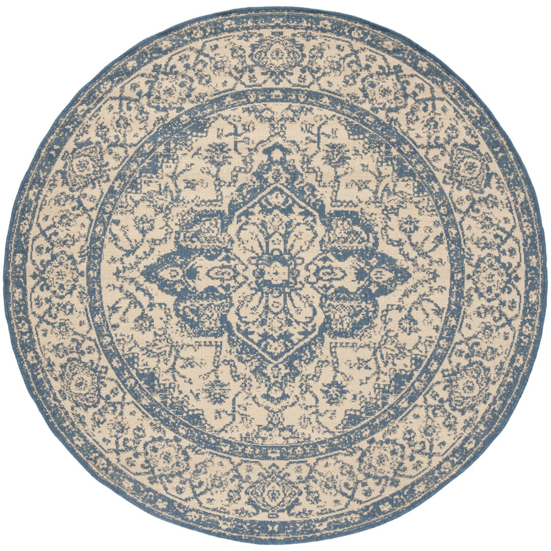 SAFAVIEH Outdoor LND137N Linden Collection Cream / Blue Rug Image 5