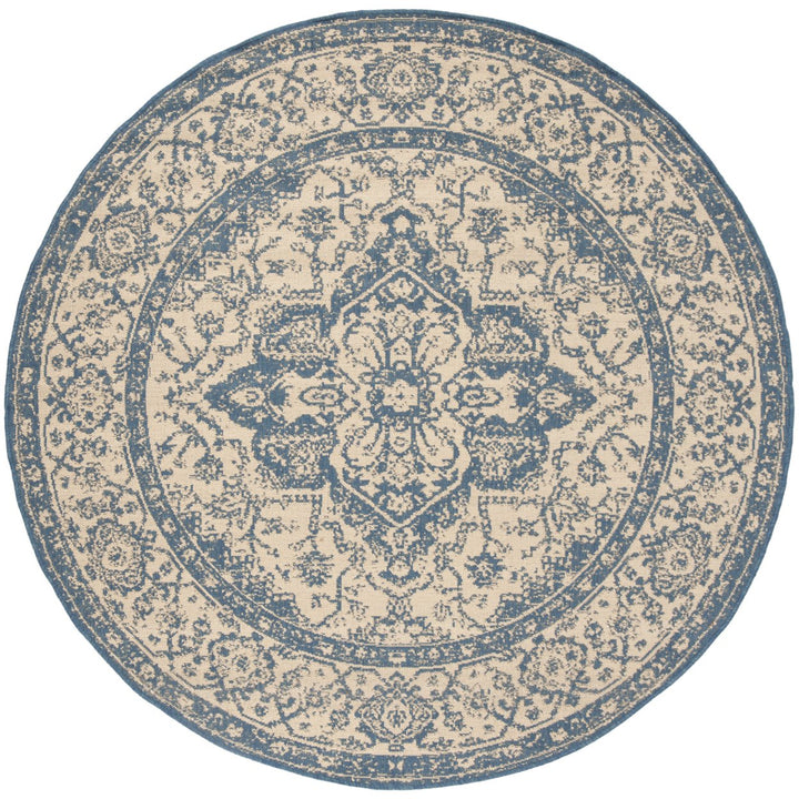 SAFAVIEH Outdoor LND137N Linden Collection Cream / Blue Rug Image 5