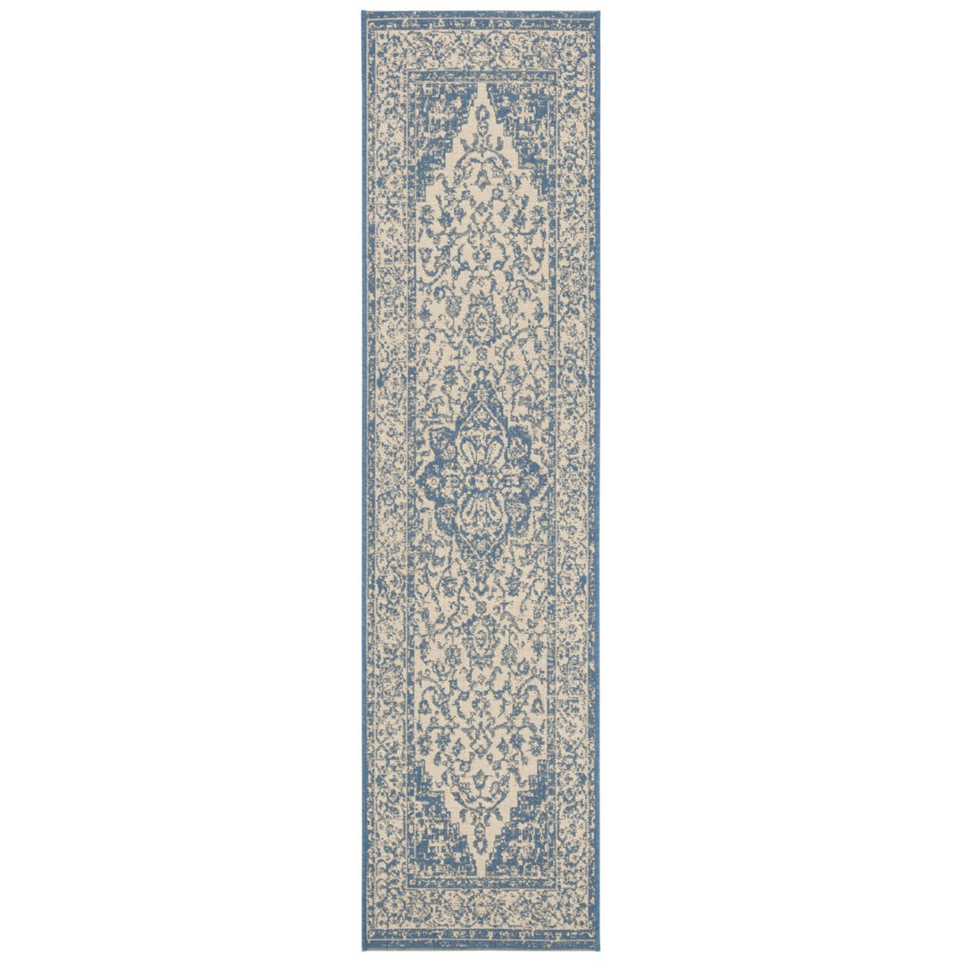 SAFAVIEH Outdoor LND137N Linden Collection Cream / Blue Rug Image 6