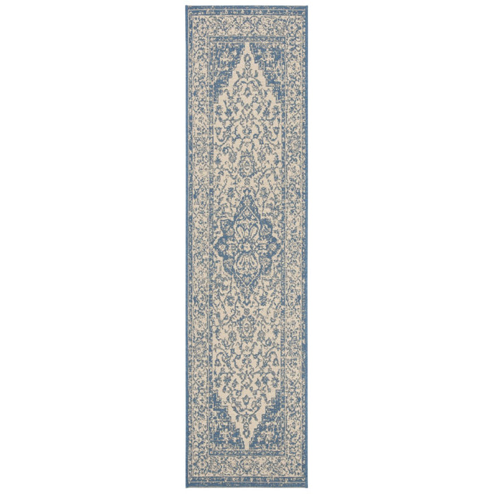 SAFAVIEH Outdoor LND137N Linden Collection Cream / Blue Rug Image 6