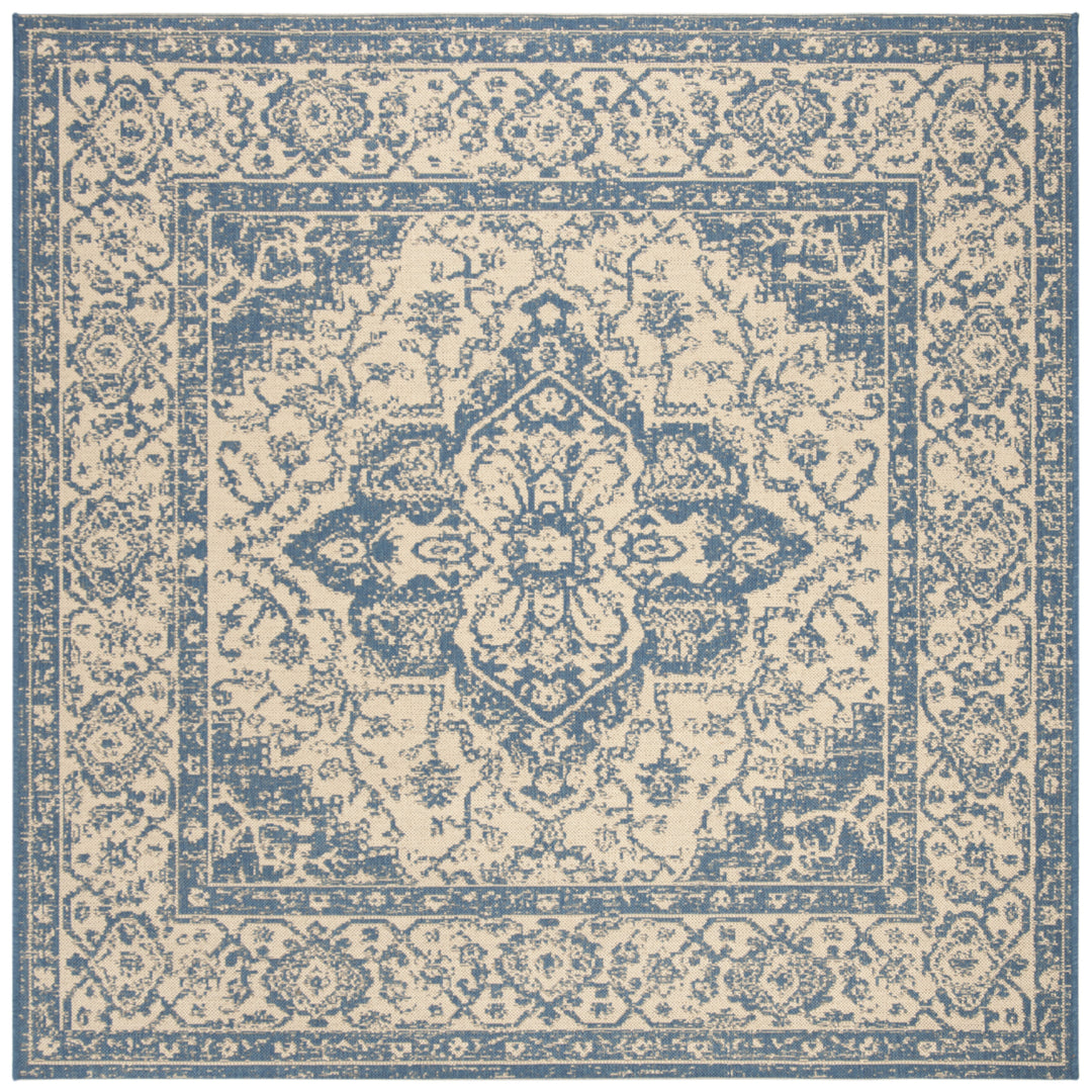 SAFAVIEH Outdoor LND137N Linden Collection Cream / Blue Rug Image 7