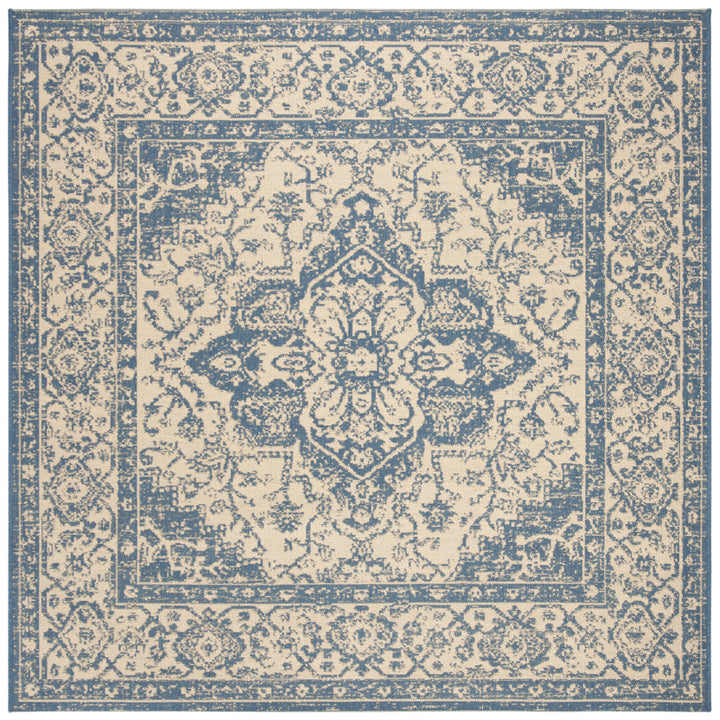 SAFAVIEH Outdoor LND137N Linden Collection Cream / Blue Rug Image 7