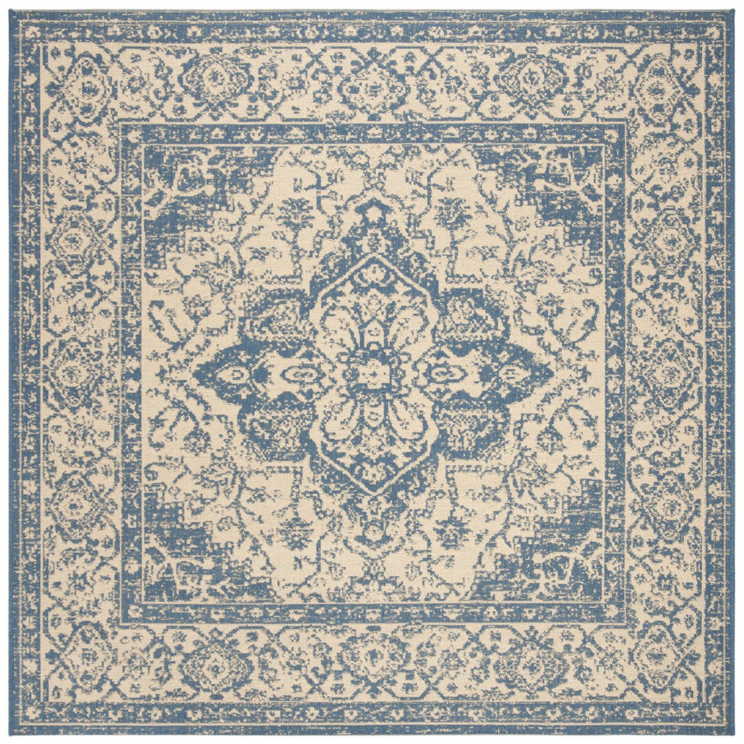 SAFAVIEH Outdoor LND137N Linden Collection Cream / Blue Rug Image 1