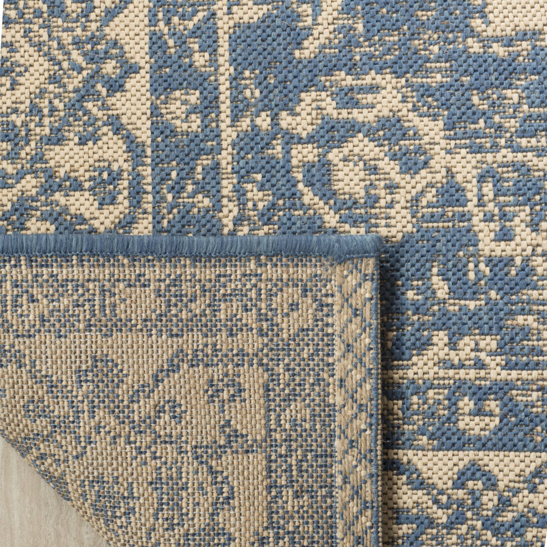 SAFAVIEH Outdoor LND137N Linden Collection Cream / Blue Rug Image 9