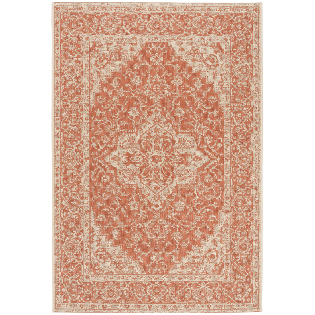 SAFAVIEH Outdoor LND137P Linden Collection Rust / Creme Rug Image 10