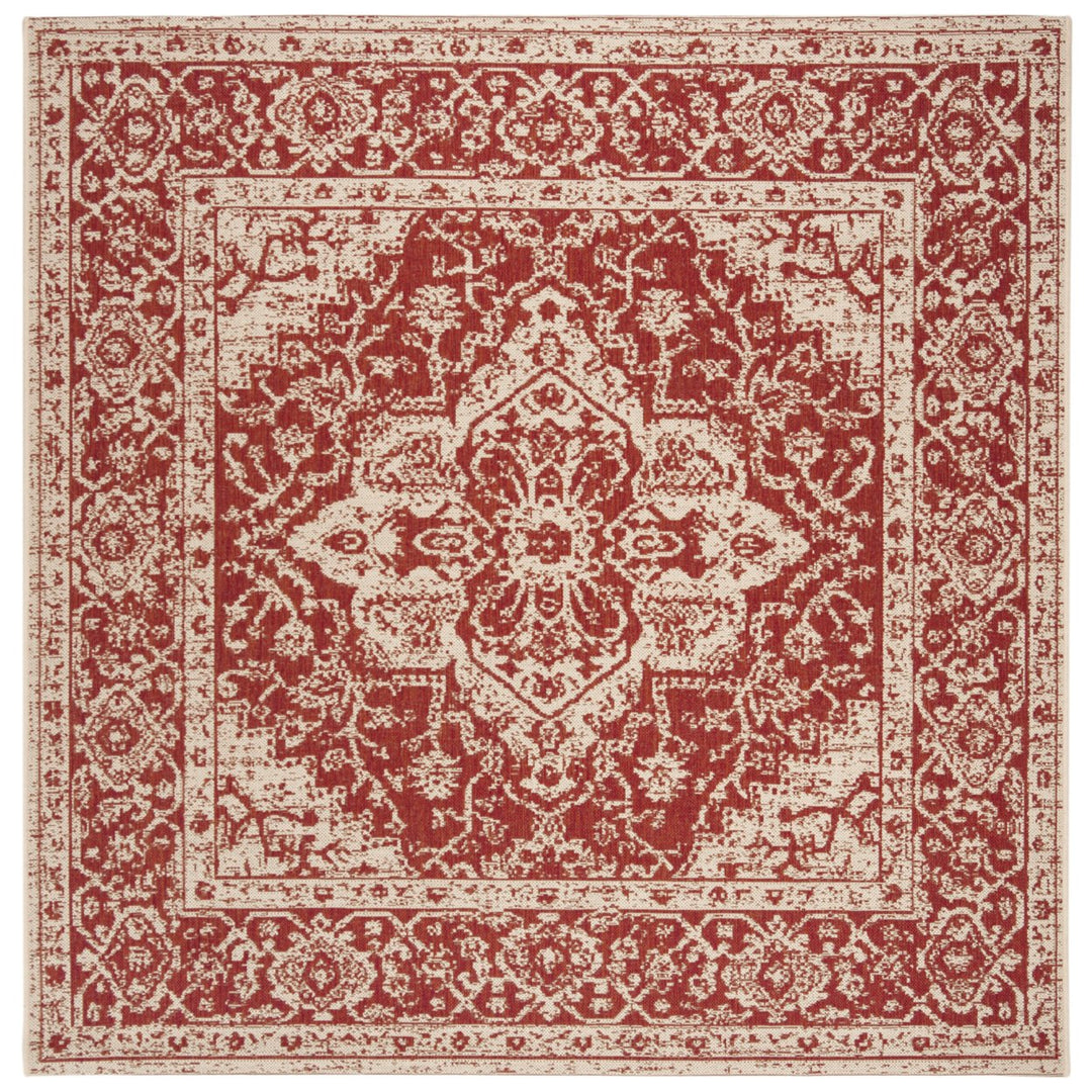 SAFAVIEH Outdoor LND137Q Linden Collection Red / Creme Rug Image 7