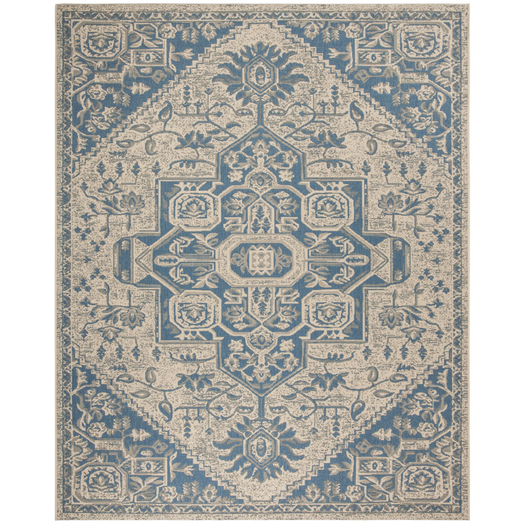 SAFAVIEH Outdoor LND138M Linden Collection Blue / Creme Rug Image 4