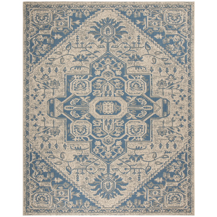 SAFAVIEH Outdoor LND138M Linden Collection Blue / Creme Rug Image 4