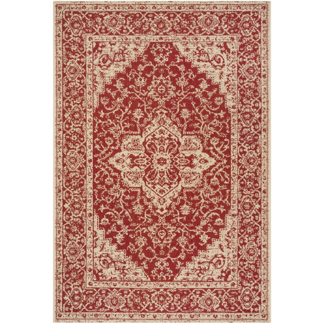 SAFAVIEH Outdoor LND137Q Linden Collection Red / Creme Rug Image 10