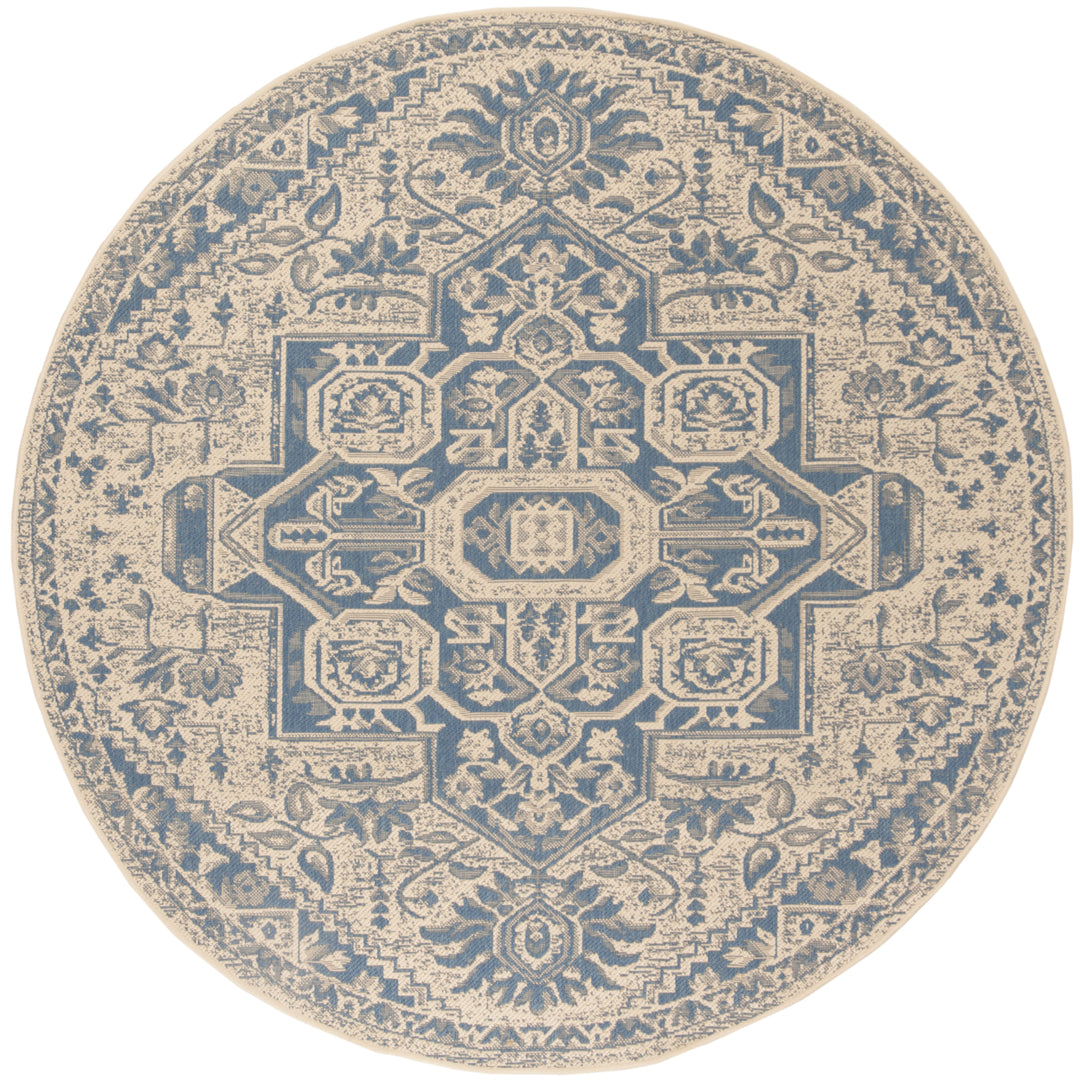 SAFAVIEH Outdoor LND138M Linden Collection Blue / Creme Rug Image 5