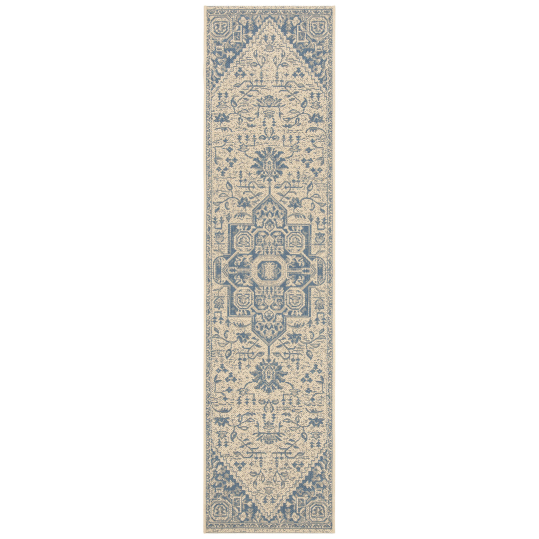 SAFAVIEH Outdoor LND138M Linden Collection Blue / Creme Rug Image 6