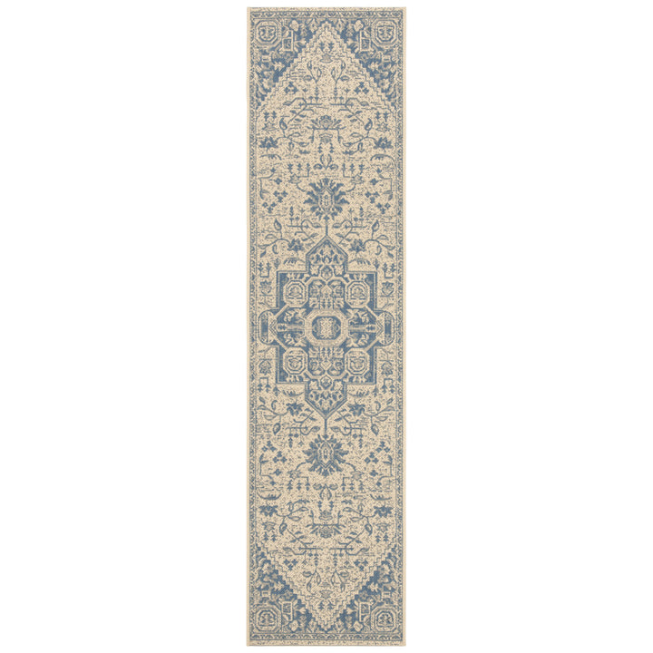 SAFAVIEH Outdoor LND138M Linden Collection Blue / Creme Rug Image 6