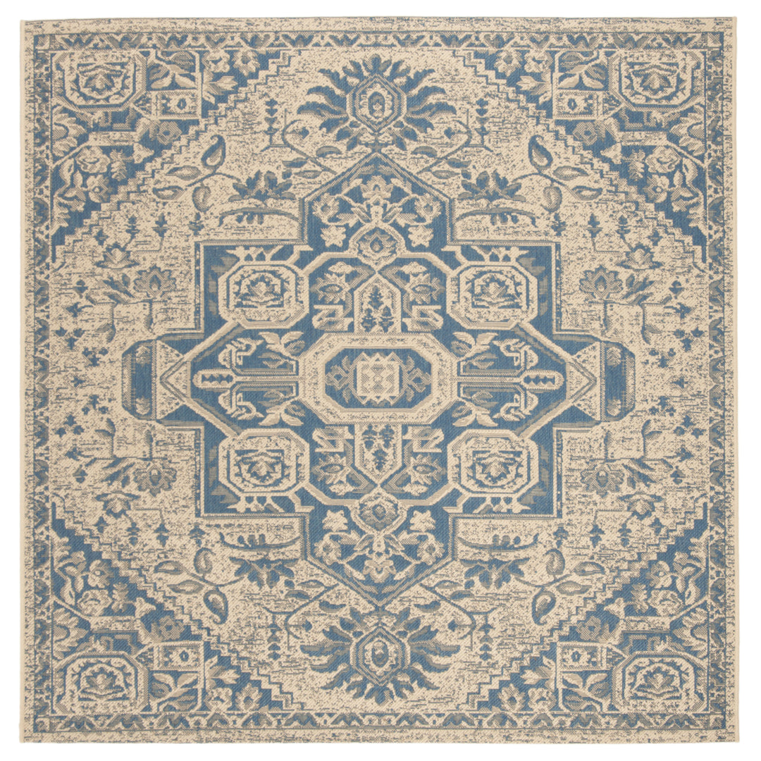 SAFAVIEH Outdoor LND138M Linden Collection Blue / Creme Rug Image 7