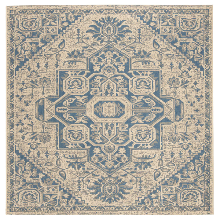 SAFAVIEH Outdoor LND138M Linden Collection Blue / Creme Rug Image 7