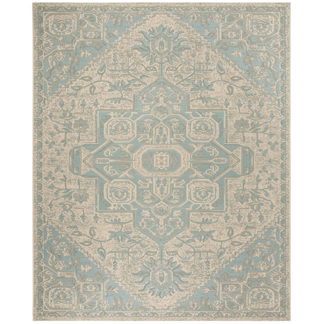 SAFAVIEH Outdoor LND138K Linden Collection Aqua / Cream Rug Image 4