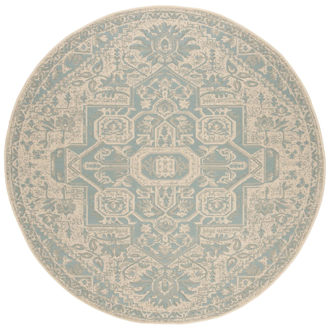 SAFAVIEH Outdoor LND138K Linden Collection Aqua / Cream Rug Image 5