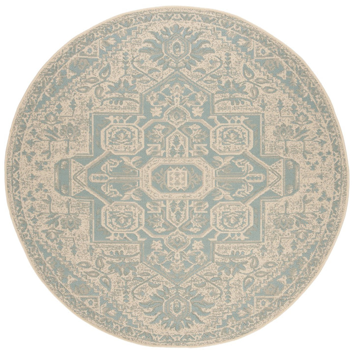 SAFAVIEH Outdoor LND138K Linden Collection Aqua / Cream Rug Image 1