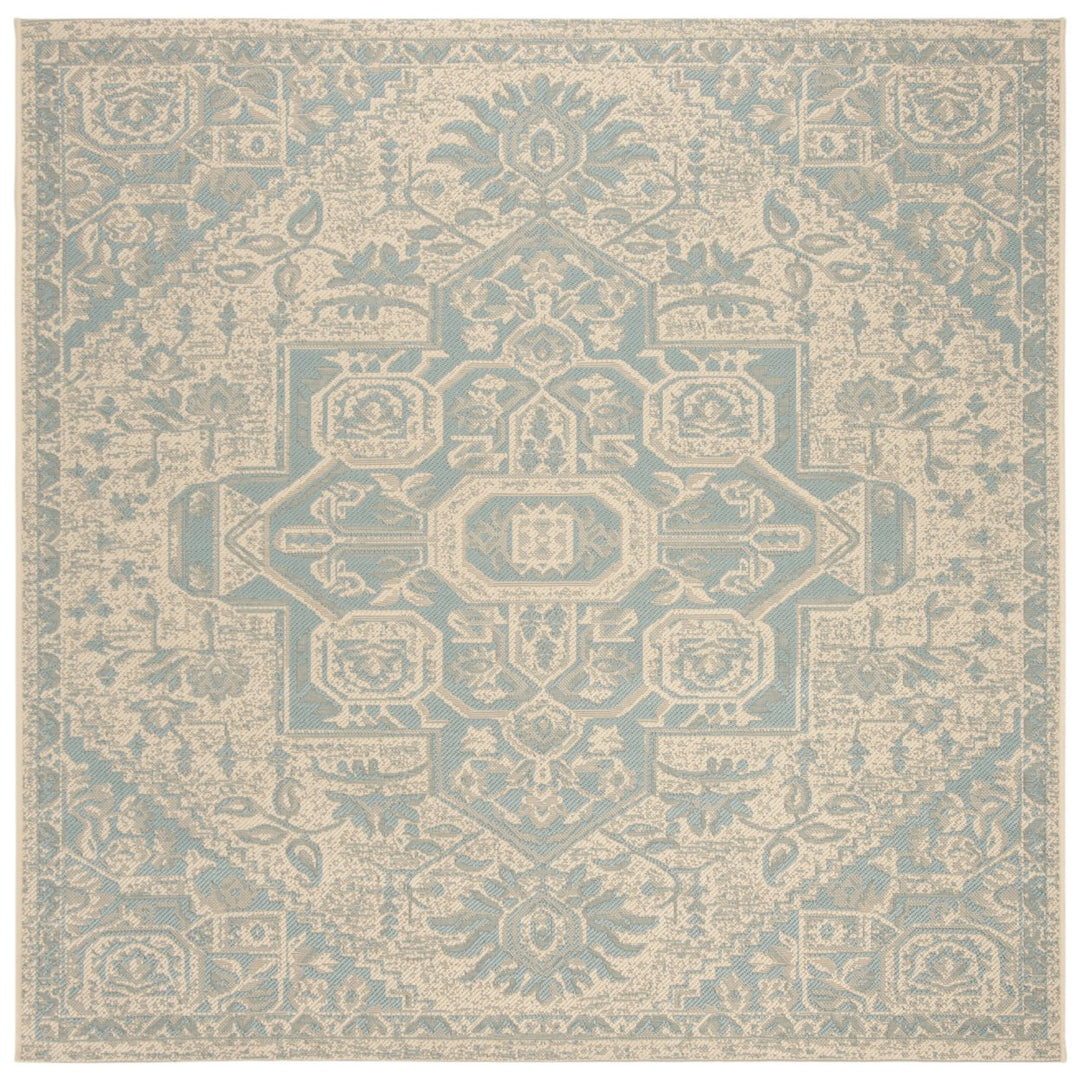 SAFAVIEH Outdoor LND138K Linden Collection Aqua / Cream Rug Image 7