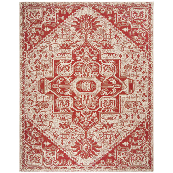 SAFAVIEH Outdoor LND138Q Linden Collection Red / Creme Rug Image 4