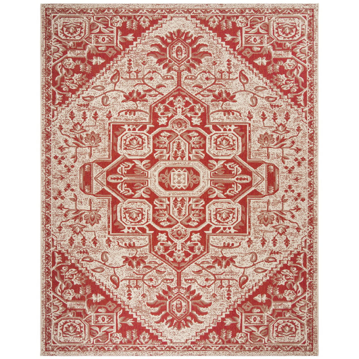 SAFAVIEH Outdoor LND138Q Linden Collection Red / Creme Rug Image 1