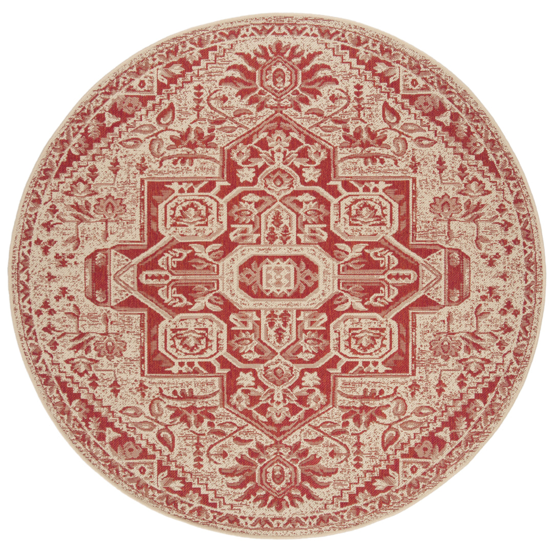 SAFAVIEH Outdoor LND138Q Linden Collection Red / Creme Rug Image 5