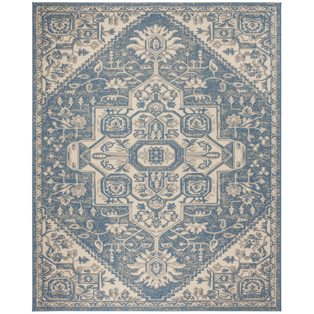 SAFAVIEH Outdoor LND138N Linden Collection Cream / Blue Rug Image 4