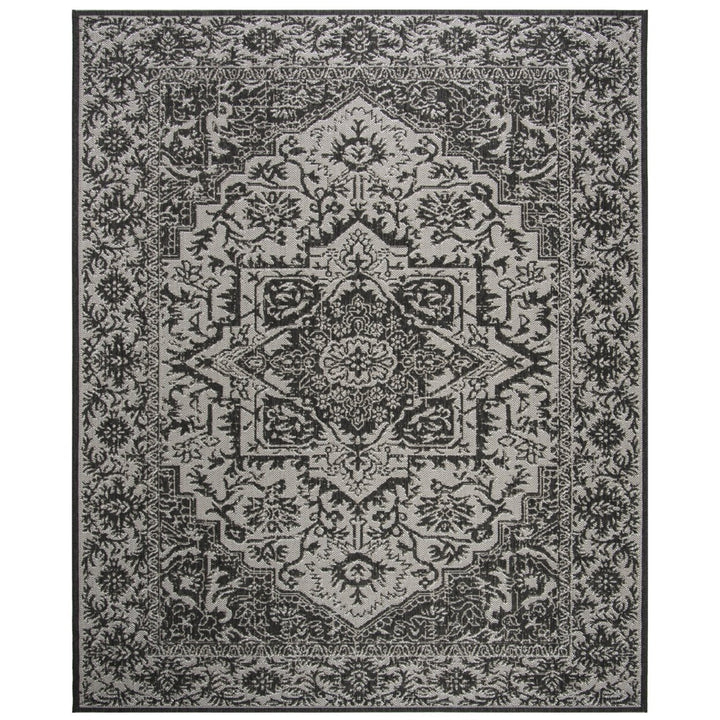 SAFAVIEH Outdoor LND139A Linden Light Grey / Charcoal Rug Image 4