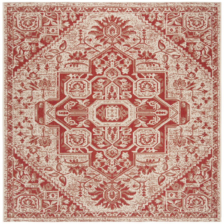 SAFAVIEH Outdoor LND138Q Linden Collection Red / Creme Rug Image 7