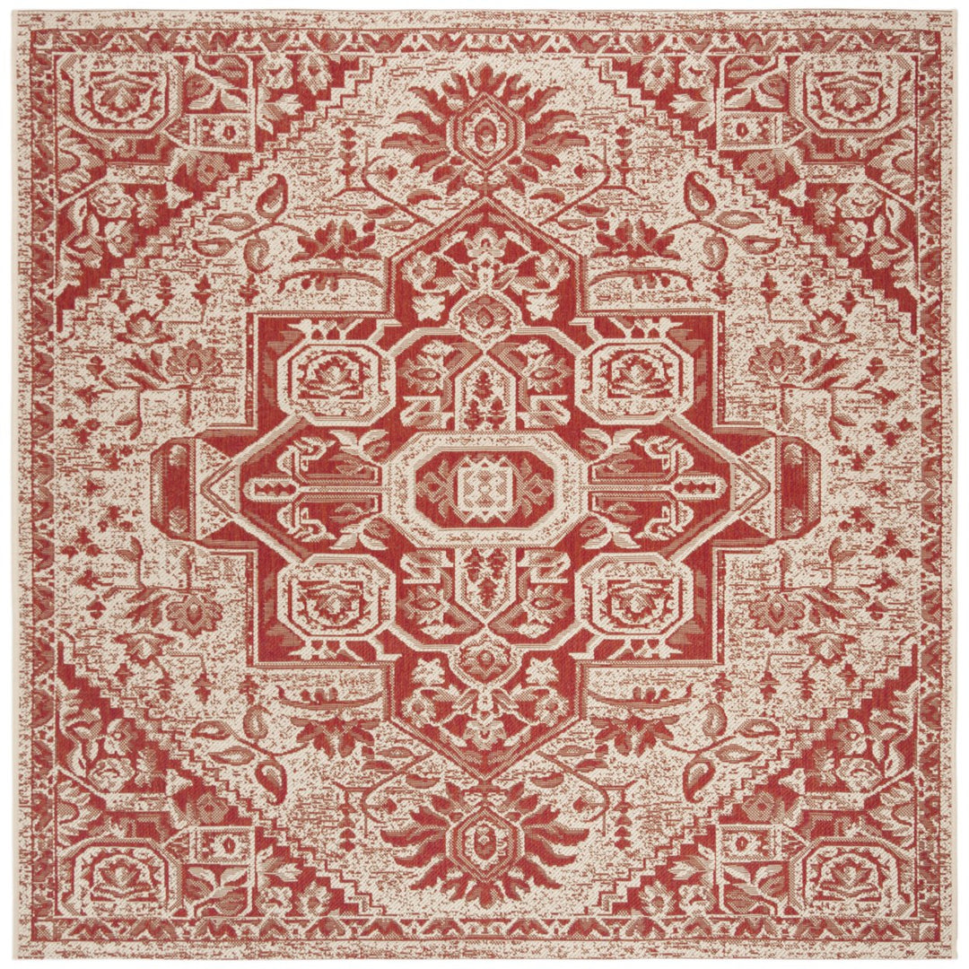 SAFAVIEH Outdoor LND138Q Linden Collection Red / Creme Rug Image 1