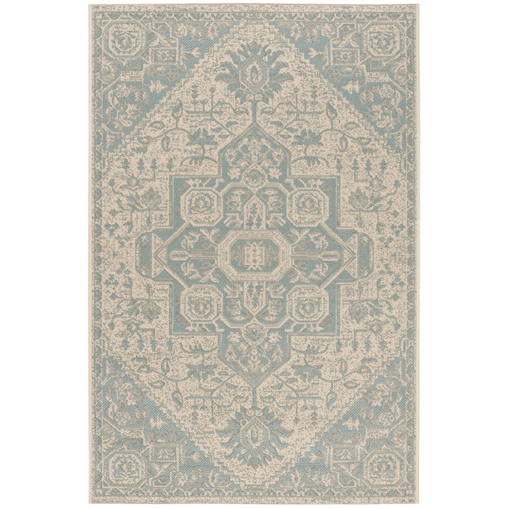 SAFAVIEH Outdoor LND138K Linden Collection Aqua / Cream Rug Image 10