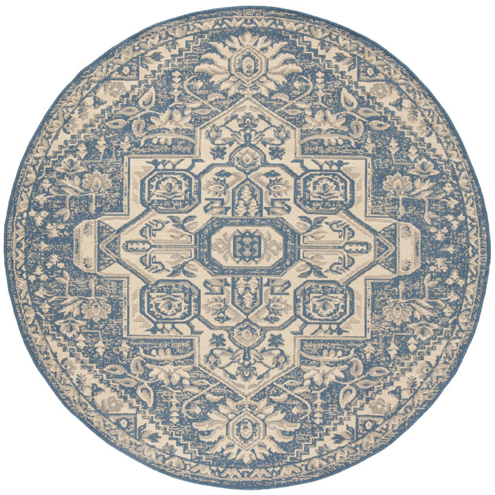 SAFAVIEH Outdoor LND138N Linden Collection Cream / Blue Rug Image 5