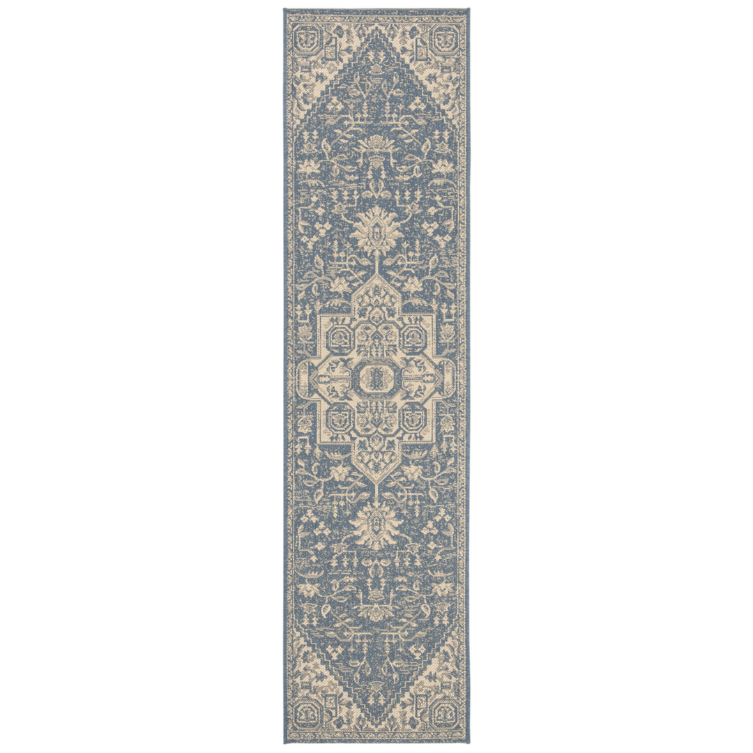 SAFAVIEH Outdoor LND138N Linden Collection Cream / Blue Rug Image 6