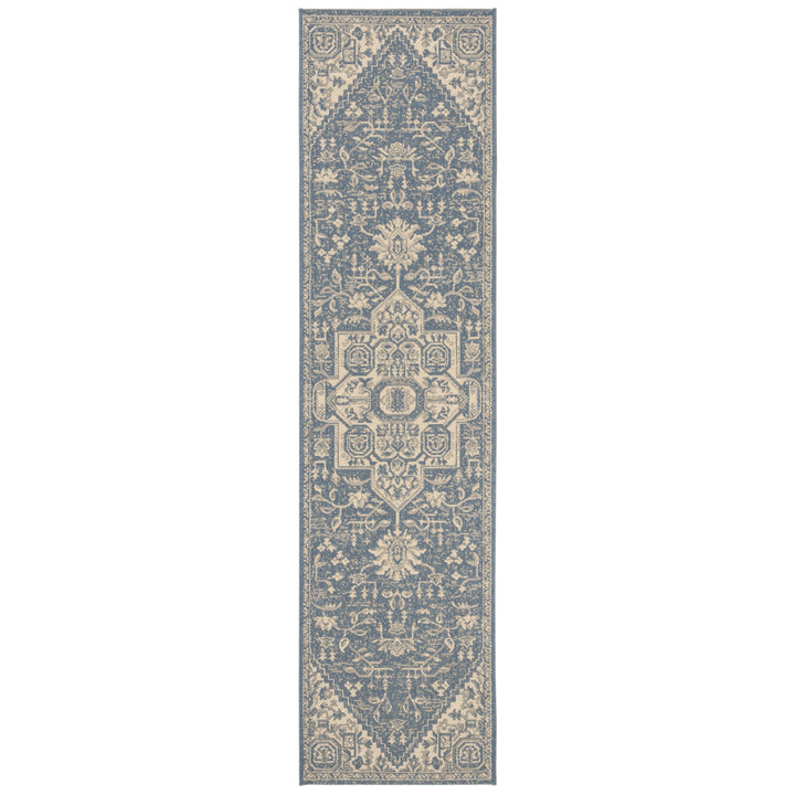 SAFAVIEH Outdoor LND138N Linden Collection Cream / Blue Rug Image 6