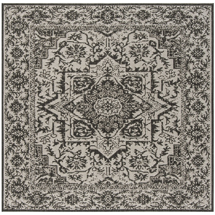 SAFAVIEH Outdoor LND139A Linden Light Grey / Charcoal Rug Image 1